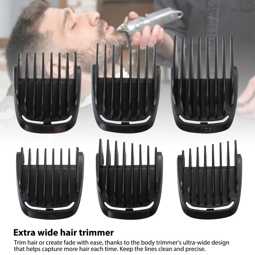 MOKSI Trimmer Replacement 16mm/12mm/9mm/4mm T Blade Haircut Guide Comb Guard Set Fit for Philips Norelco 41mm Extra Wide T Blade
