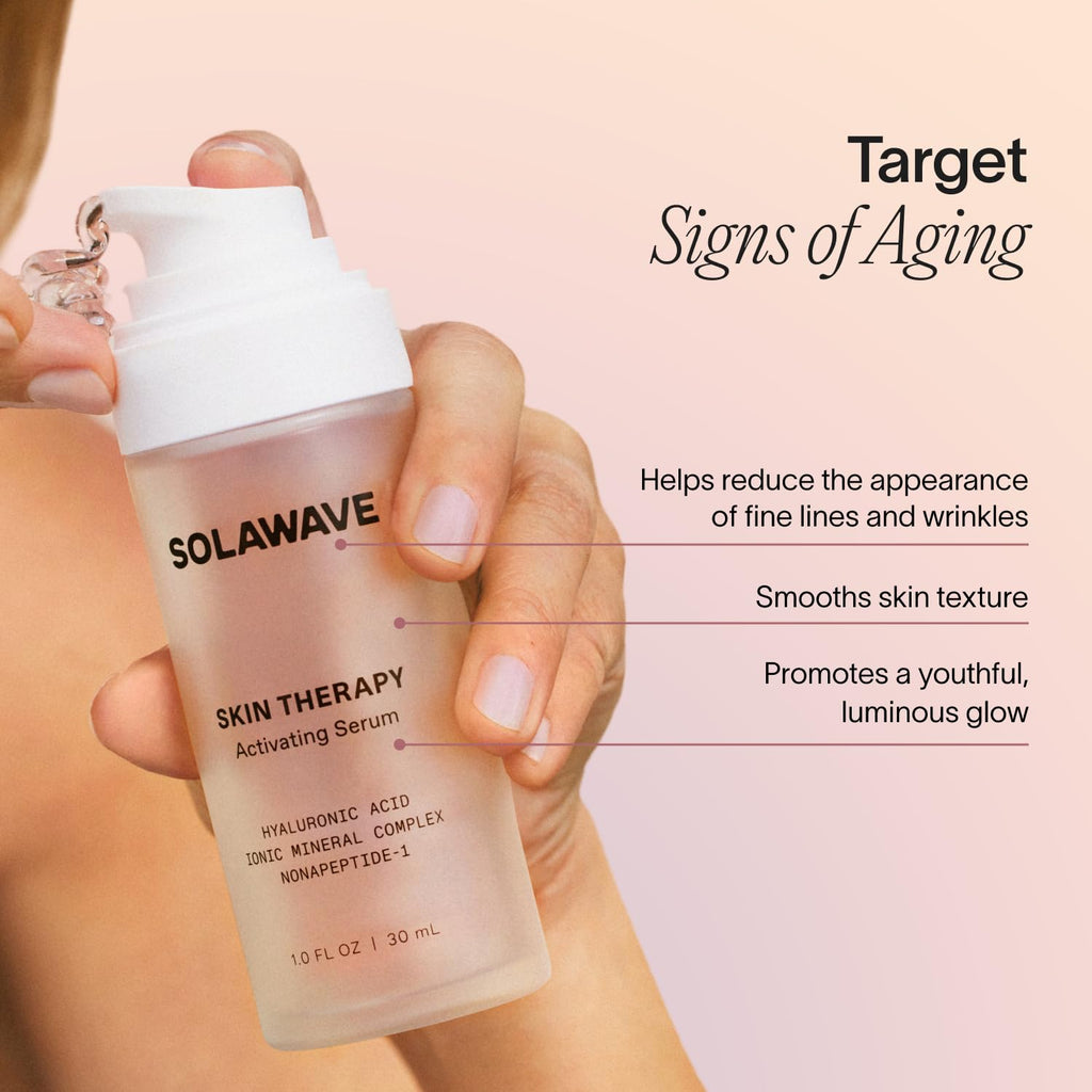 Microcurrent and Red Light Therapy Actvating Serum | For Skincare Wands 3-Pack with 2 Refills | Enhance Facial Skincare Wand Results by Solawave