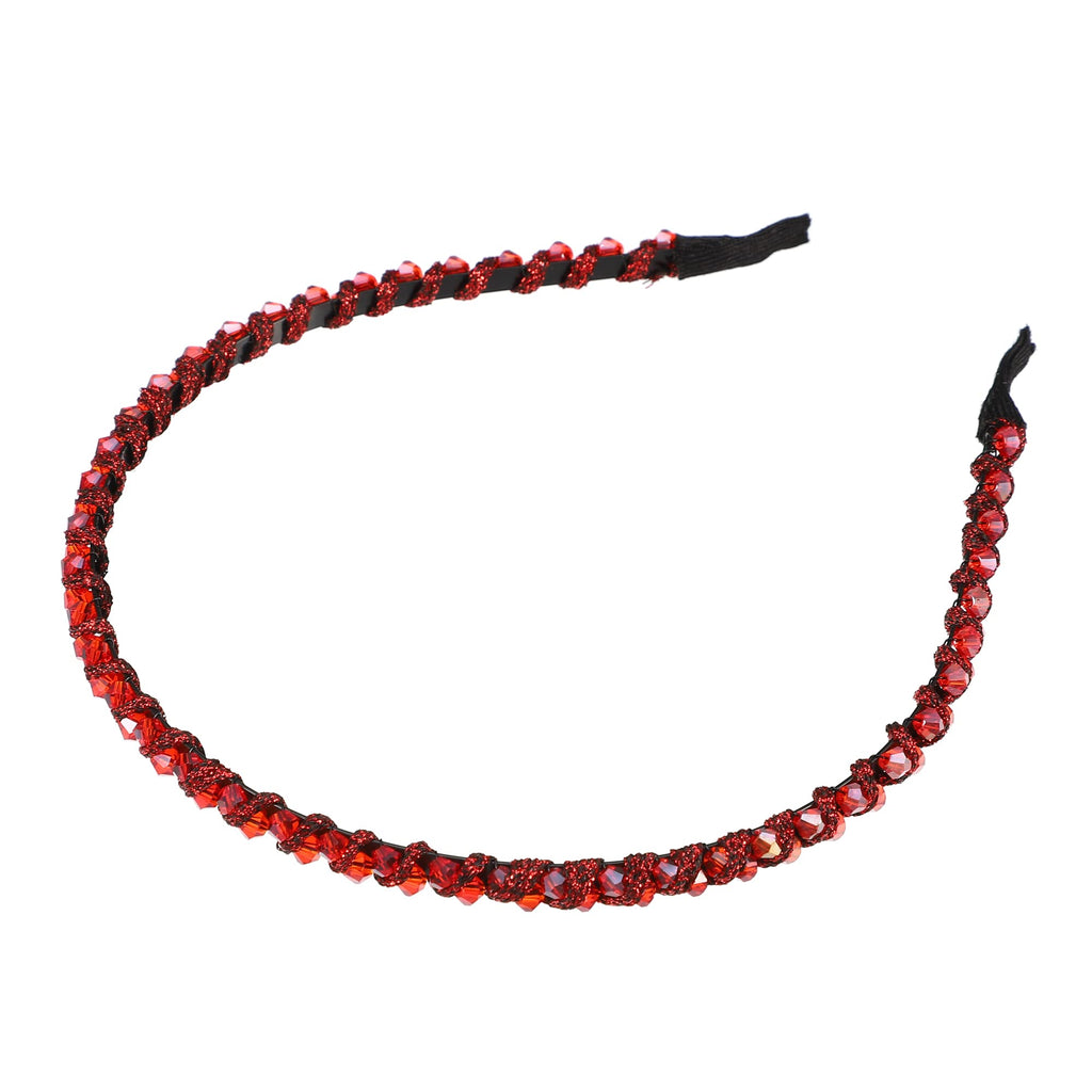 VOCOSTE 1 Pcs Rhinestone Hair Hoop Headband, Hairband for Women, Red, 0.24 Inch Wide
