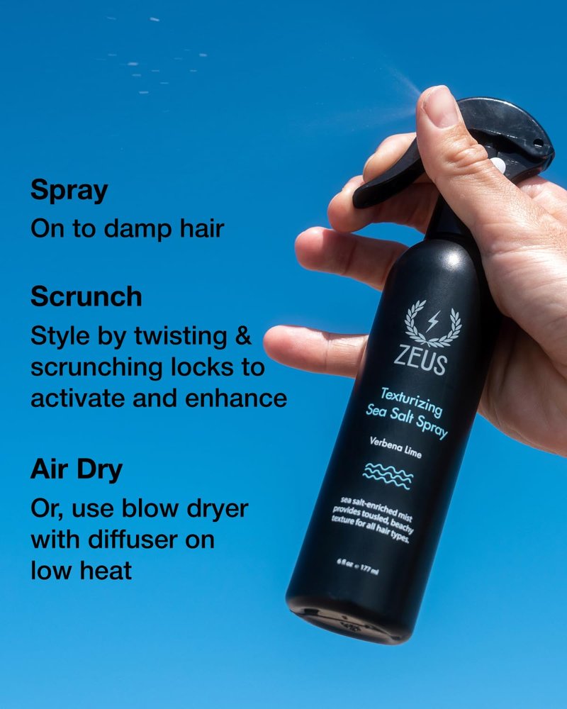 ZEUS Texturizing Sea Salt Hair Spray - Professional Volumizing Mist for Effortless Beachy Hair & Beard, Lightweight Hold