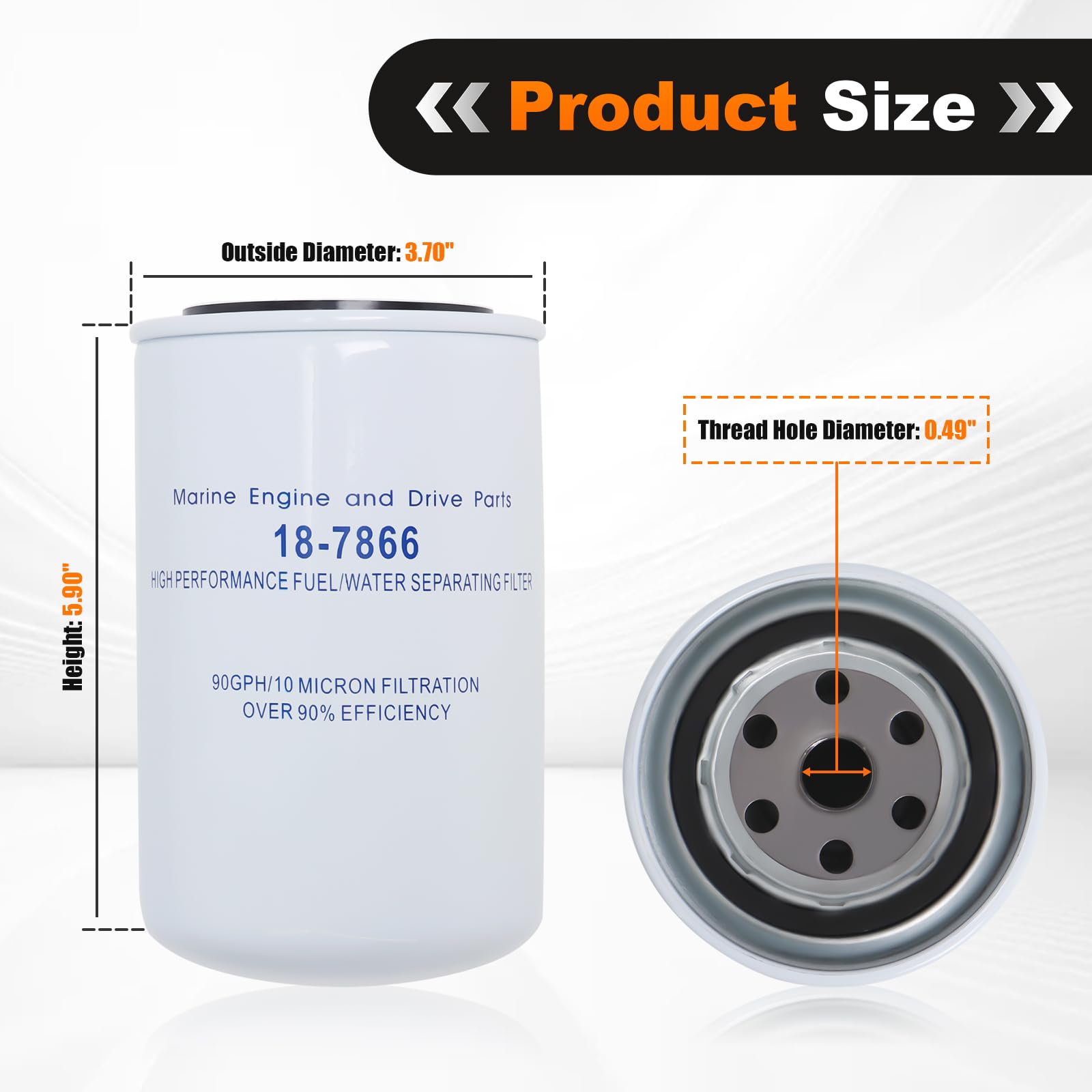 18-7866 Fuel/Water Separating Filter 10 Micron Compatible with Yamaha MAR-10MEL-00-00 MAR-FUELF-IL-TR Sierra 18-7866 Mallory 9-37807 Outboard Motors - 2 Pack