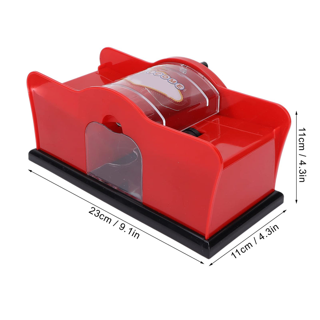 FILFEEL Manual Card Shuffler, 1‑2 Deck Card Shuffler, Hand Crank Card Shuffler, for, Poker, Blackjack, Cards Game, for Family Party Games(red)