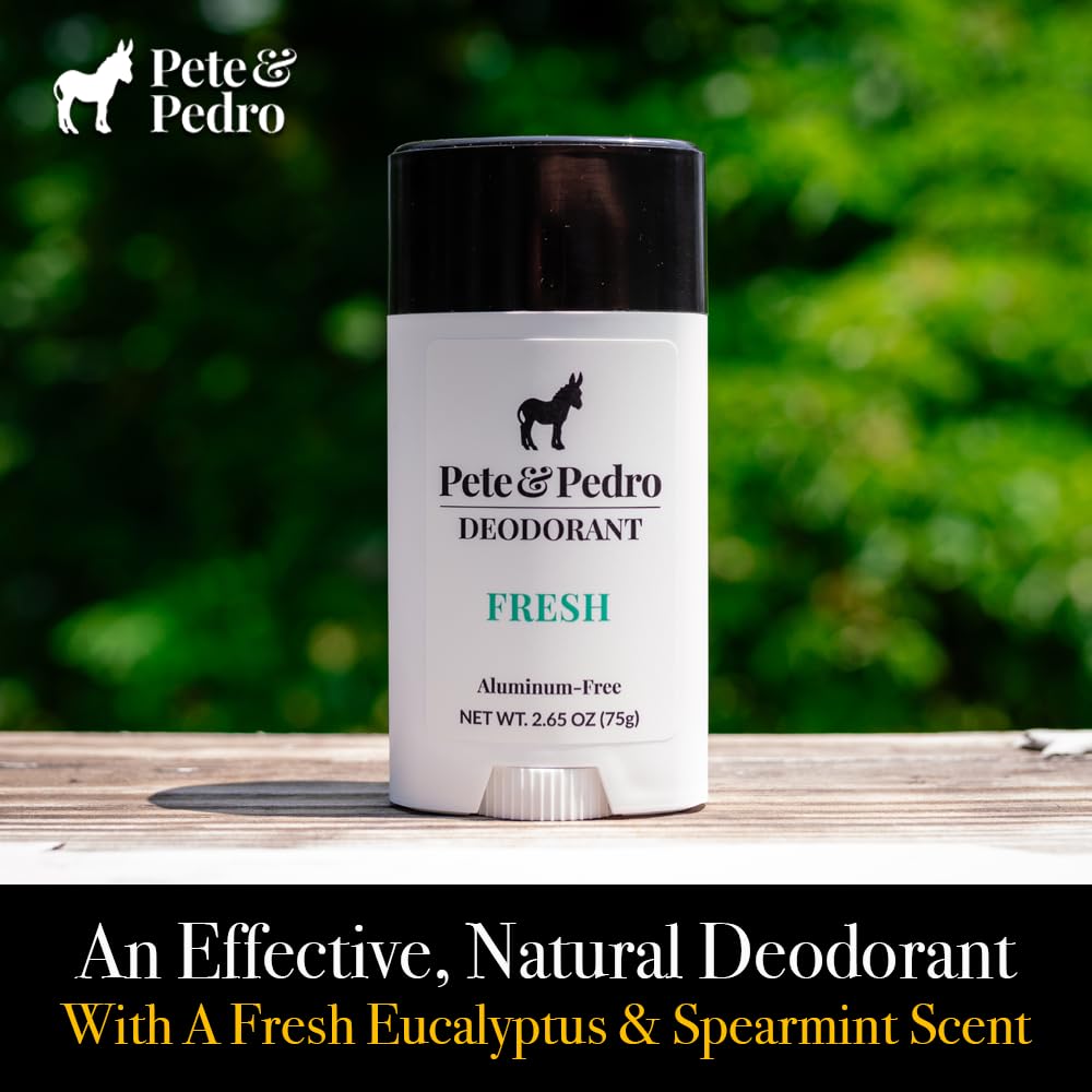 Pete & Pedro FRESH NATURAL DEODORANT | Natural, Aluminum-Free Deodorant - Eucalyptus & Spearmint Scent For Men & Women | Odor-Control, Sweat Protection | Paraben Free, Vegan | Shark Tank 2.65 oz.