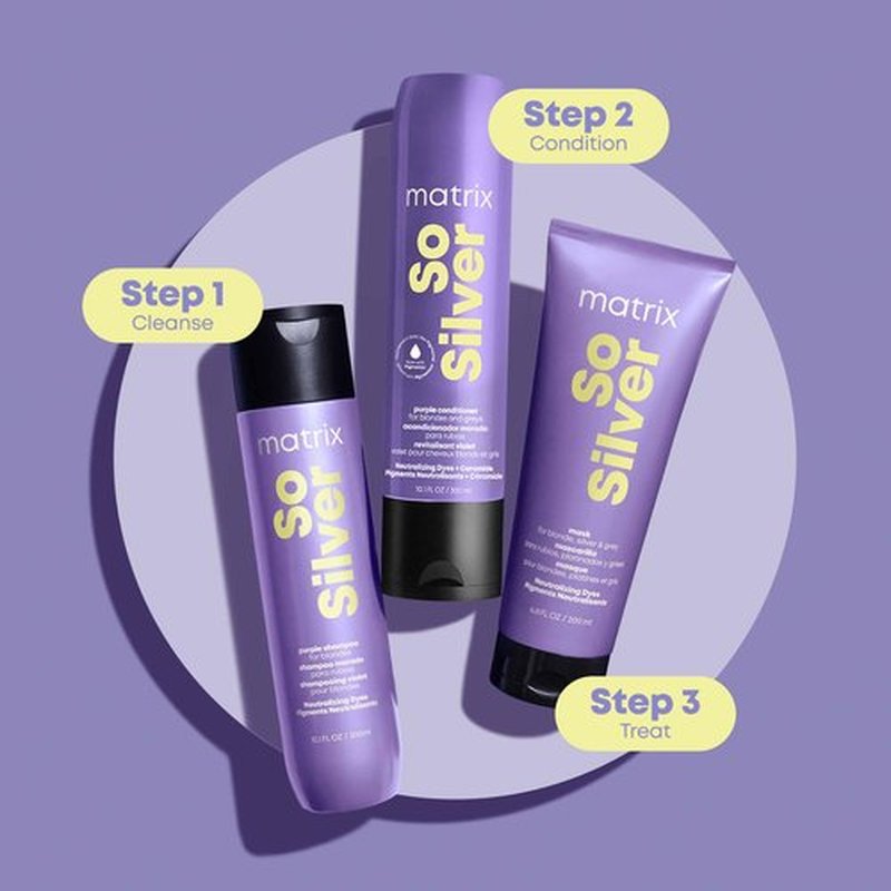 Matrix So Silver Purple Conditioner - Tones Blonde & Grey Hair, Eliminates Brassiness, Infused With Purple Pigments, Salon-Quality, Vegan