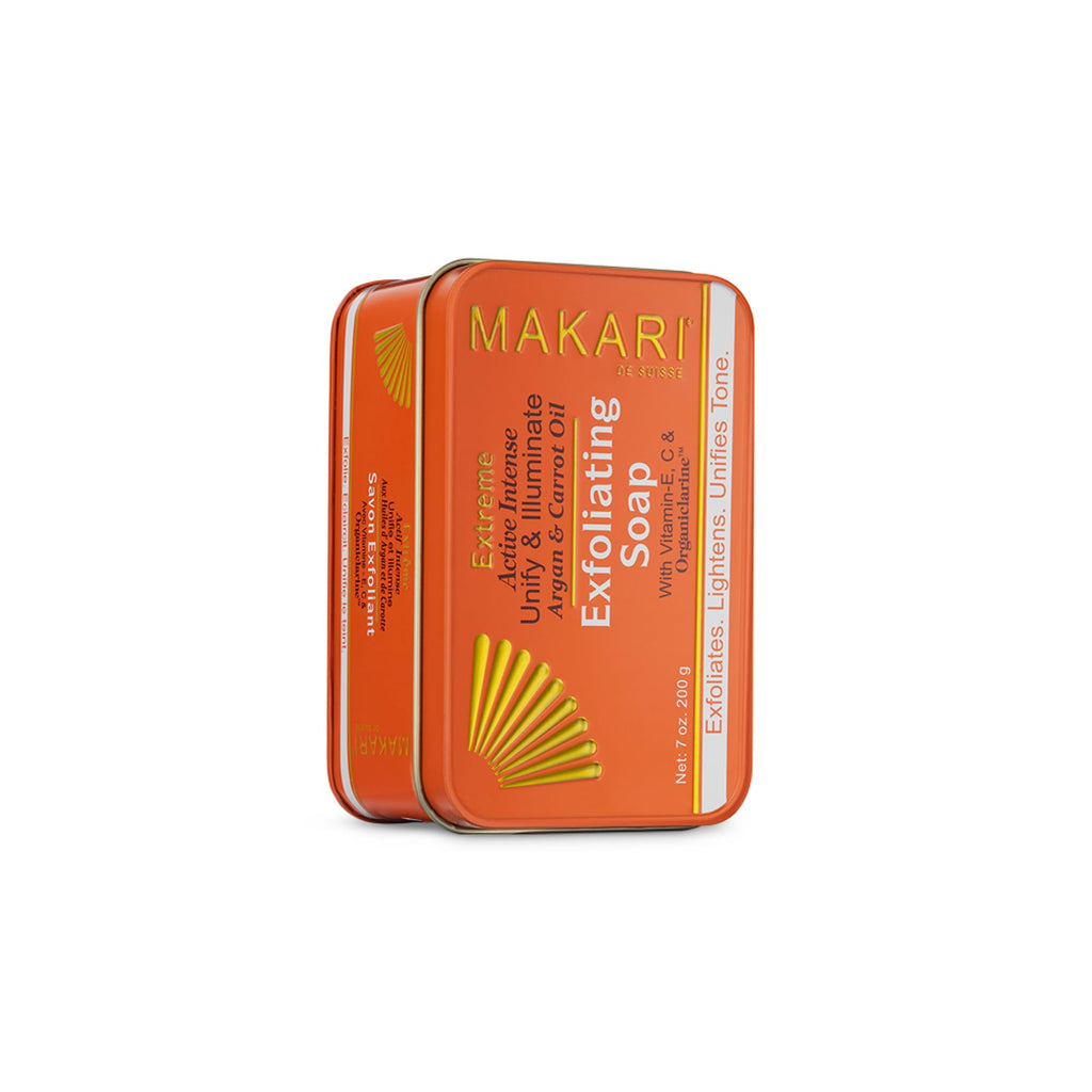 MAKARI Extreme Active Intense Argan & Carrot Oil Exfoliating Soap 2-Pack (7 oz) | Radiance-Boosting Bar | With Apricot Seed Extract & Vitamins C & E | Helps Reveal Smoother-Looking Skin
