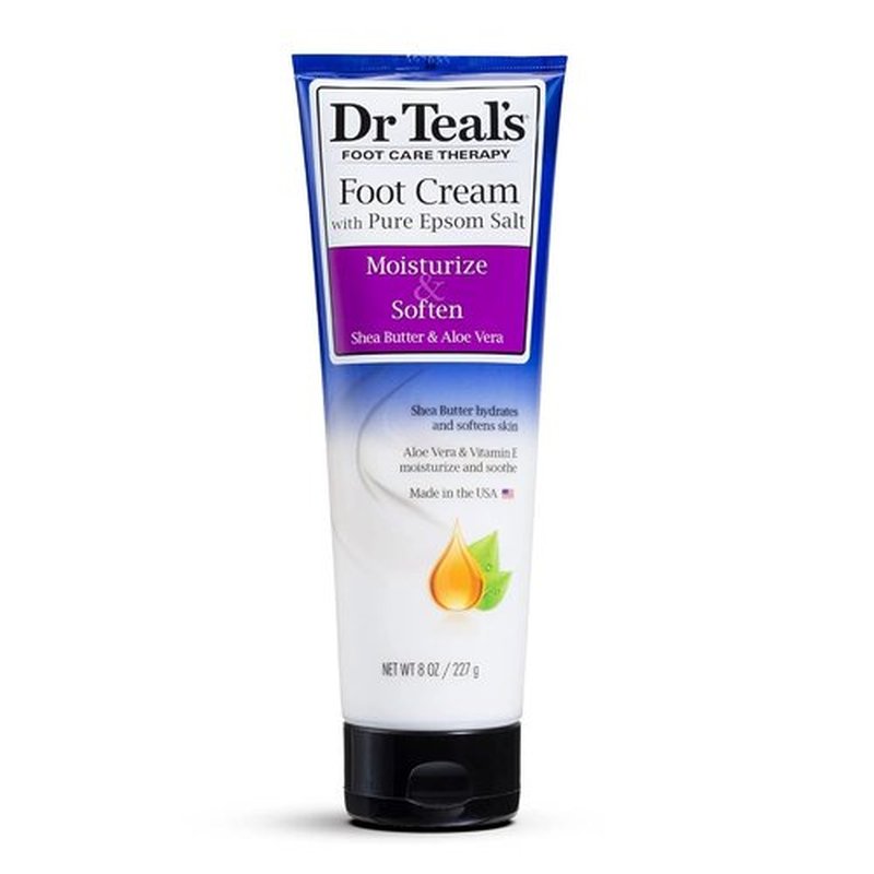 Dr. Teal's Epsom Salt Foot Cream Gift Set | Moisturizing Shea Butter & Aloe Vera | 4 Pack, 8oz Each