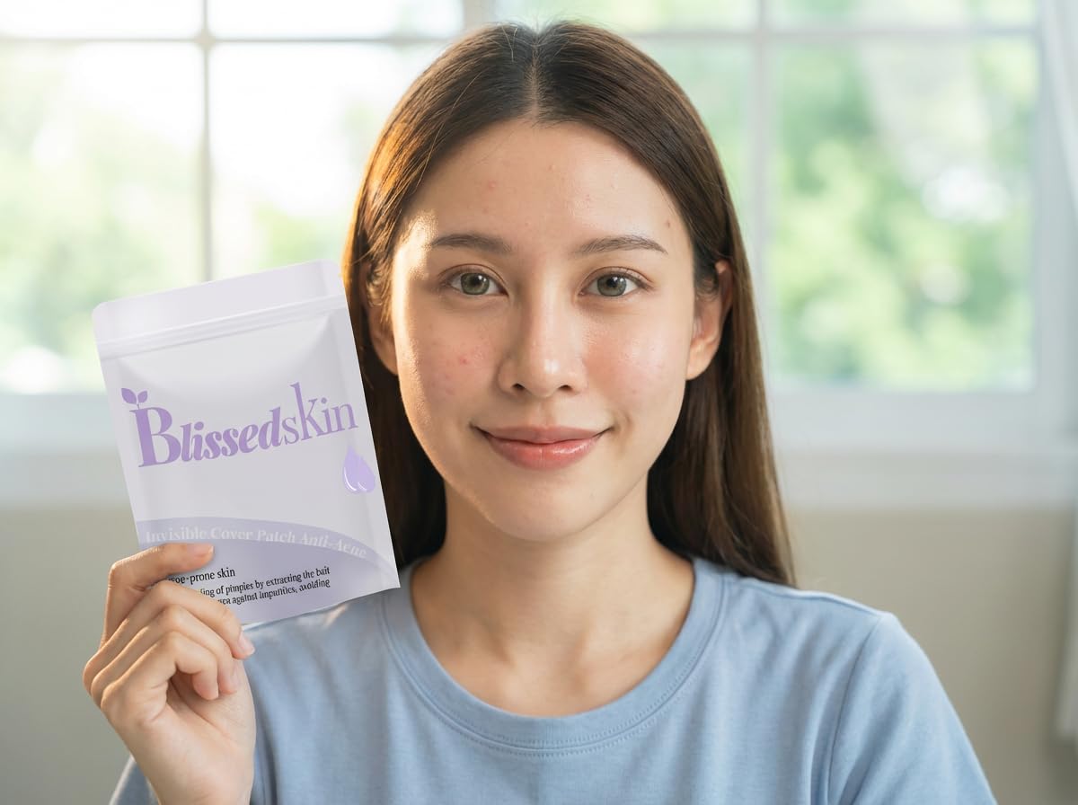 BLISSED SKIN Invisible Pimple Patches for Face - Hydrocolloid Acne Patches with Tea Tree Oil - Gentle, 60 Effective Zit Patches in Four Sizes
