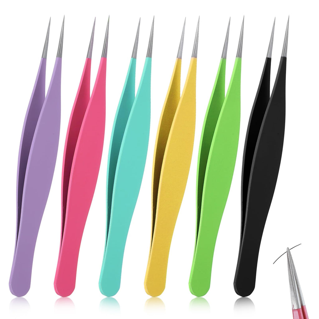 Nogeqi 6 Pcs Pointy Tweezers Pointed Tweezers Needle Nose Precision Fine Point Tweezer Pointed Tip Stainless Steel Ingrown Hair Tweezer For Nose Face Hair Eyebrow Blackhead Remover Women