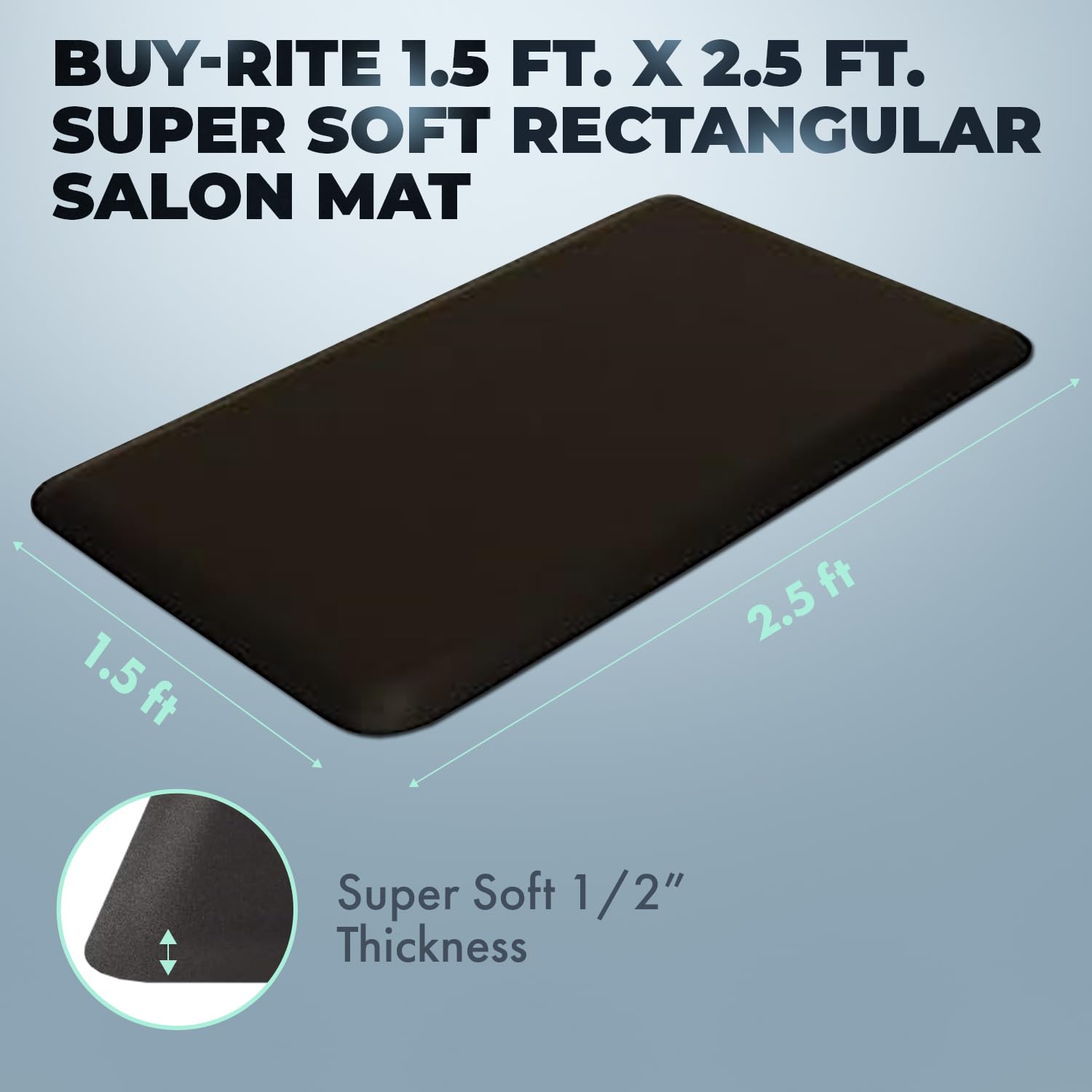 Buy-Rite Shampoo Mat Anti-Fatigue Salon Floor Mat 1/2 Inch 1.5 x 2.5 ft