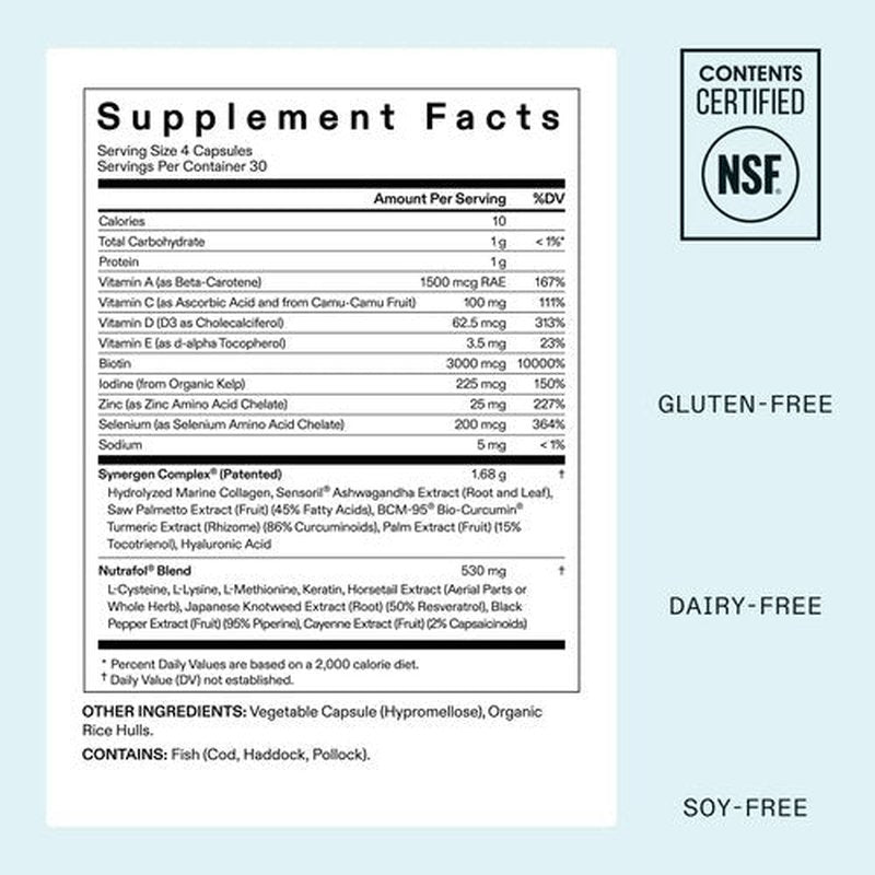 Nutrafol Women's Hair Growth Supplement - Physician-Formulated Collagen Peptides Powder | 12 oz Bottle for Thicker, Stronger Hair