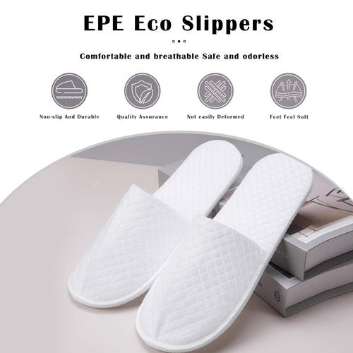 16 Pack Premium Spa Slippers Cooling Breathable Design Non Slip for Hotels Travel Home Use Bulk Value Set with Transparent Pouch（white）