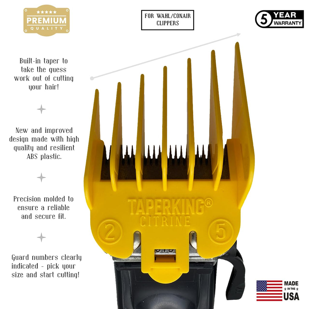 Taper King® 2.0 Guide Combs - DIY Tapers & Fades - Citrine (#2 to #5)