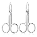 2 PCS Scissor Tweezers for Eyebrows, Metal Straight Tip Scissor Tweezers with Handles, Flat Plucker Tweezers Scissors for Remover Facial Hair and Eyebrow Care(Silver)
