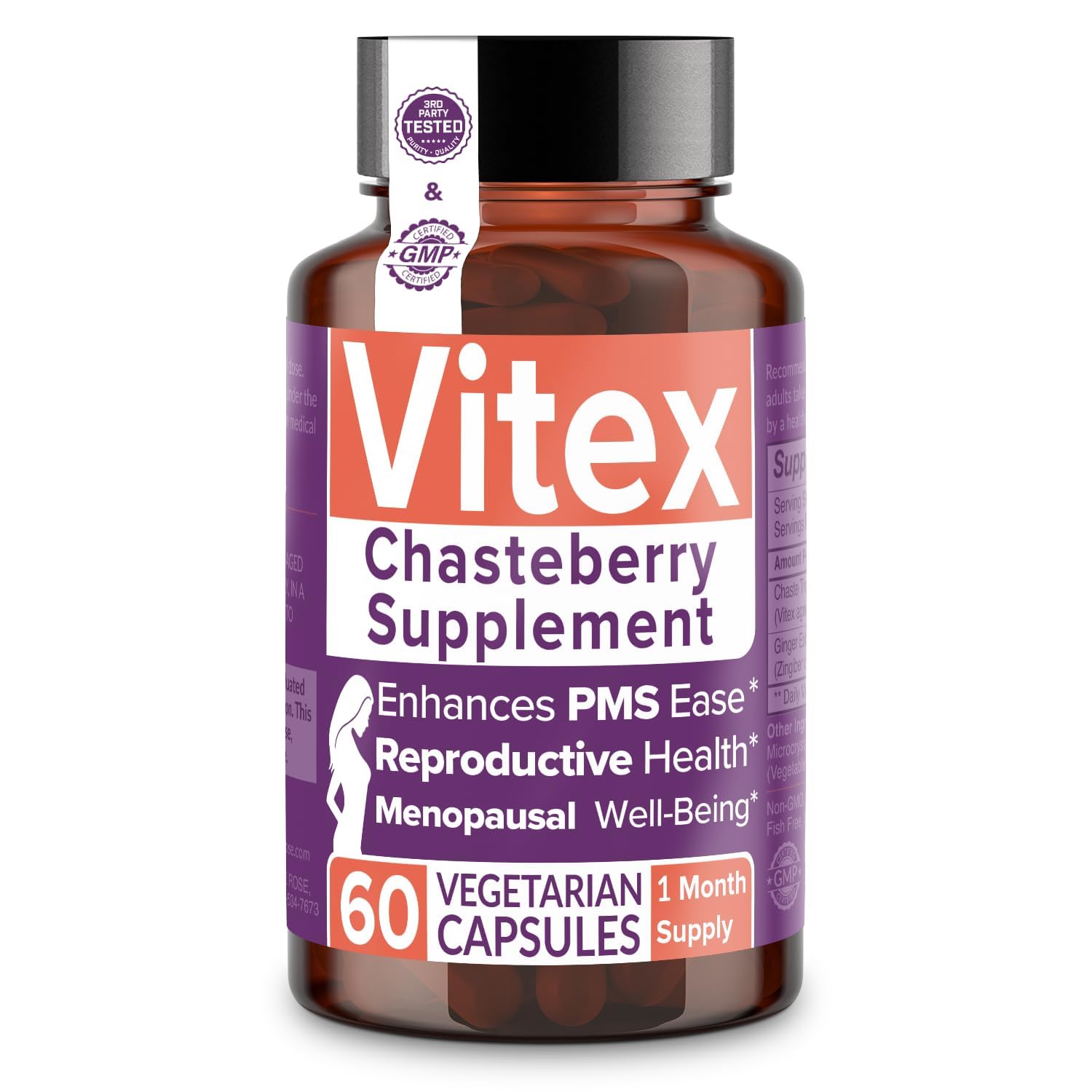 Intimate Rose Vitex Chasteberry Supplement for Women, 1000 mg - Chaste Tree Berry for Hormone Balance, Fertility & PMS Support, Regulate Cycles - 60 Capsules