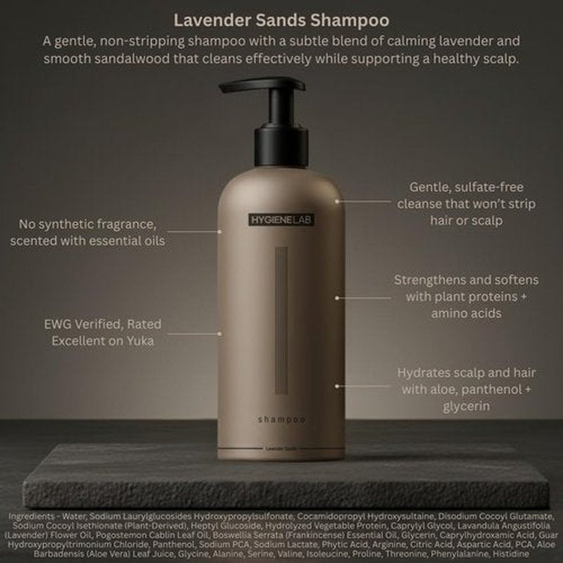 HygieneLab Shampoo - EWG Verified Non-Toxic, Fragrance-Free & Paraben-Free | Gentle Cleanse for All Hair Types (16.9 fl oz)