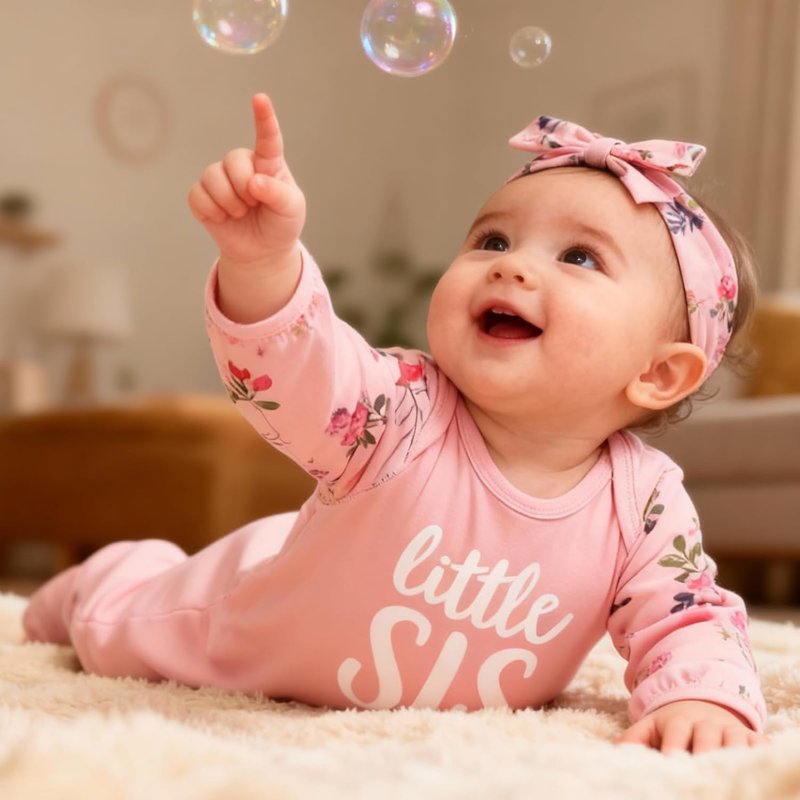 AMAWMW Newborn Baby Girl Sleeper Gown - Long Sleeve Striped Nightgown Pajamas | Perfect Gift Outfit