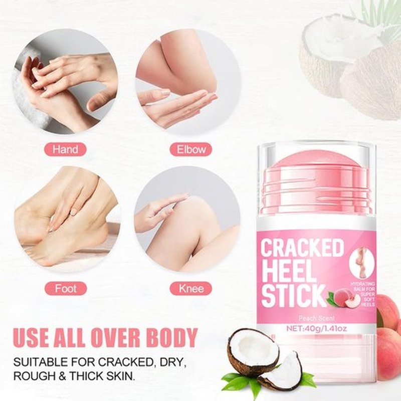 Pakivs 2Pcs Peach Scented and 60% Urea Foot Cream Set,Moisturizer Heel Stick Balm,Intensive Repair Dry Cracked Skin,Hands,Heels,Elbow and Knees,Softens & Nourish Foot Care for Women and Men
