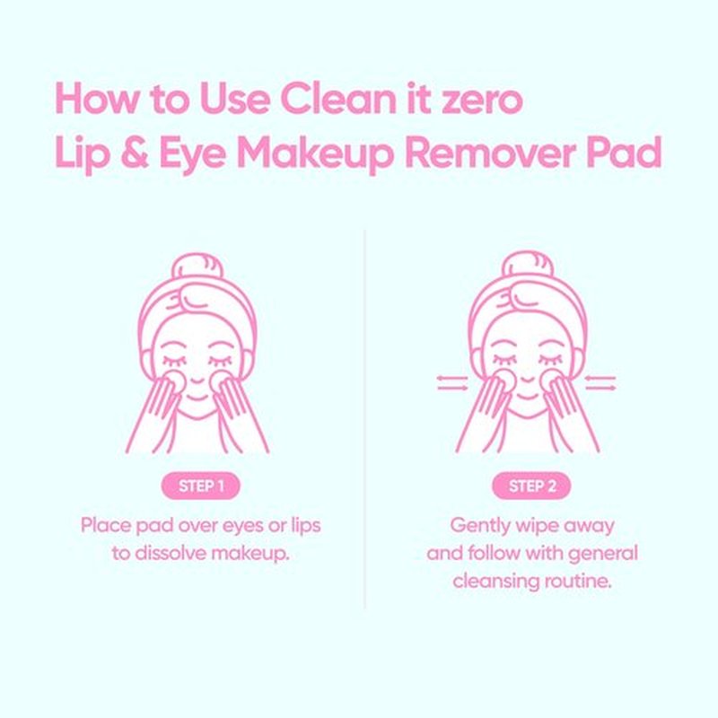 BANILA CO Clean It Zero Soothing Lip & Eye Makeup Remover Pads | Dual-Texture Cleansing Wipes for Waterproof Makeup | Gentle, Refreshing Finish with Natural Oils (30 Pads*2 Pack)