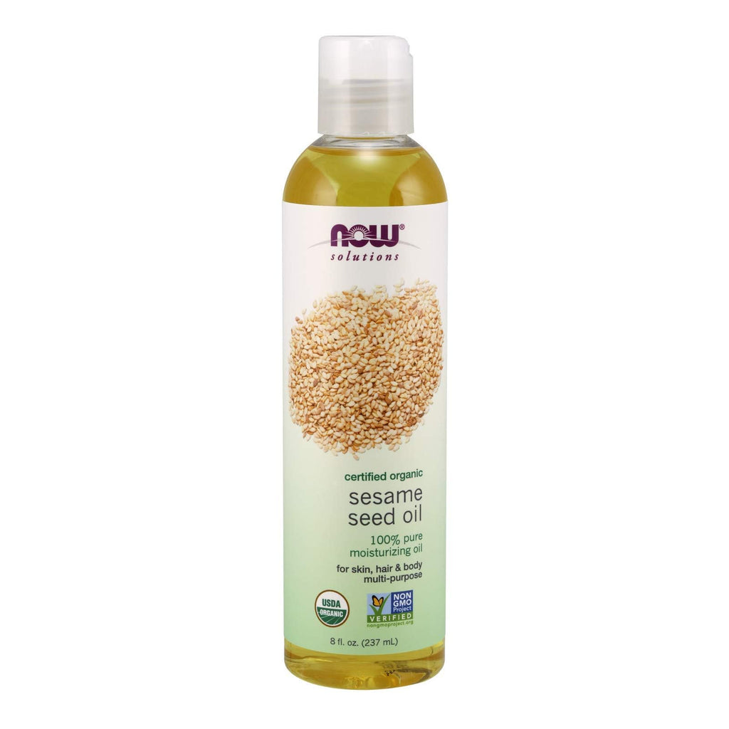 NOW Foods Solutions, Organic Sesame Seed Oil, 100% Pure Moisturizing Oil for Skin and Hair, with Vitamins, Minerals and Phytonutrients, 8-Ounce