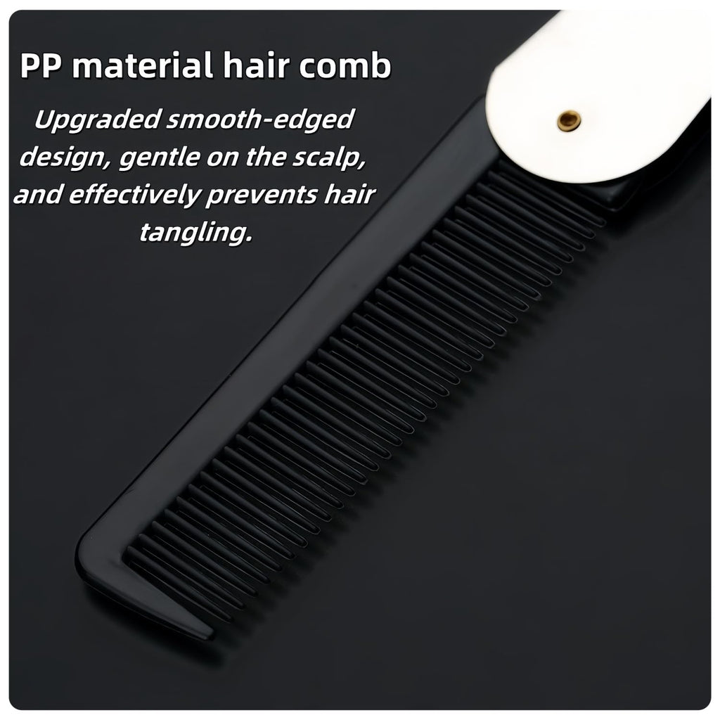 4 Pcs Folding Pocket Combs for Men - Stainless Steel Fine Tooth Hair Beard Combs for Styling Hair, Beard or Mustache Care, Compact Design for Travel & Everyday Grooming (Silver)
