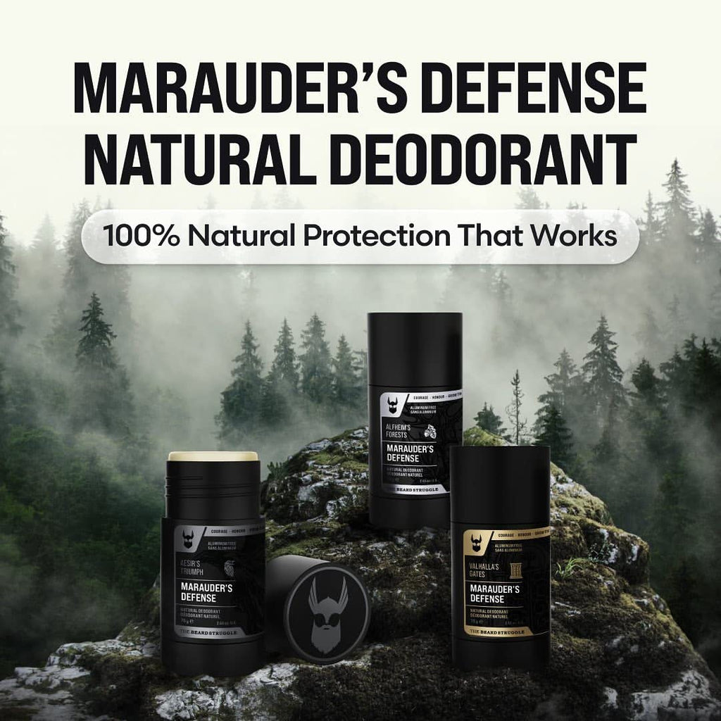 The Beard Struggle Natural Charcoal Infused Deodorant - Marauder's Defense - Aluminum Free, Silver Collection, Viking Storm - Men's Deodorant, 2.65 oz