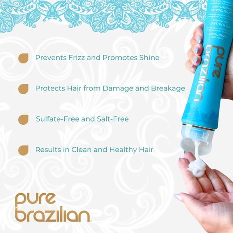 Pure Brazilian Anti-Frizz Daily Conditioner - Keratin & Acai Formula for Smoother, Shinier Hair | 13.5 Oz