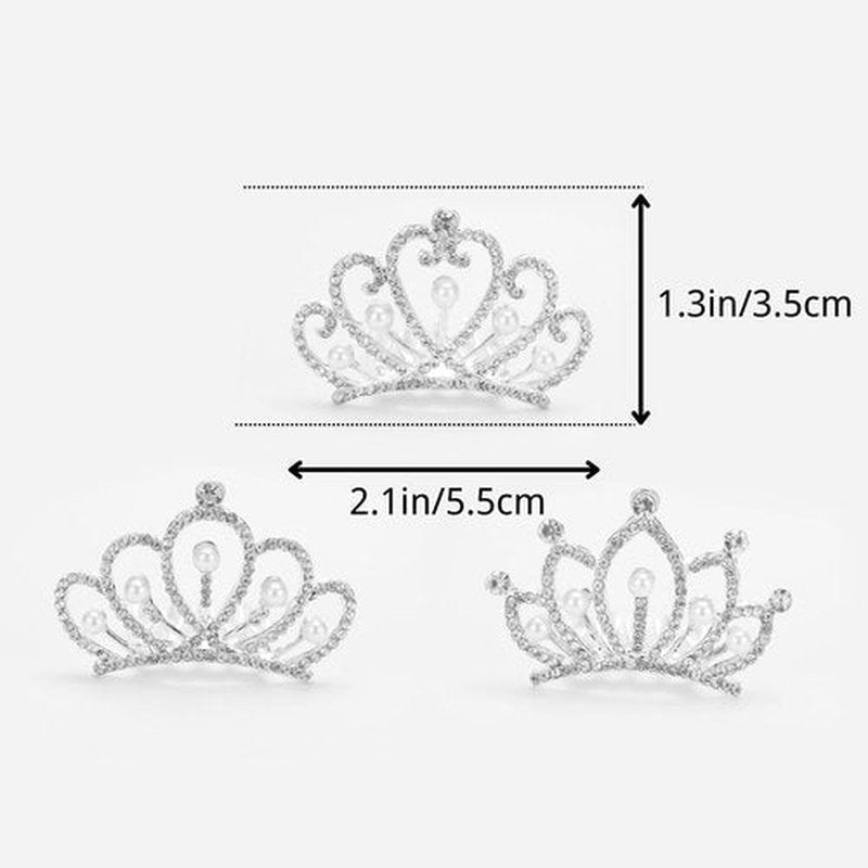 JINYEAH Mini Crowns Pearl Tiaras Mini Tiara Headband Rhinestone Princess Hair Accessories Tiny Crown Hair Clip Small Tiara Crown Headband for Women Birthday Party Halloween Wedding Doll Decor 3pcs