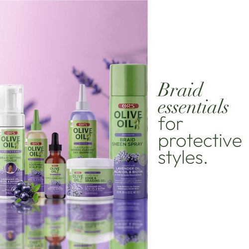 ORS Olive Oil Braidzone Braid Sheen Spray with Lavender, Acai & Biotin for Hair & Scalp Nourishment 10 Ounces (1)