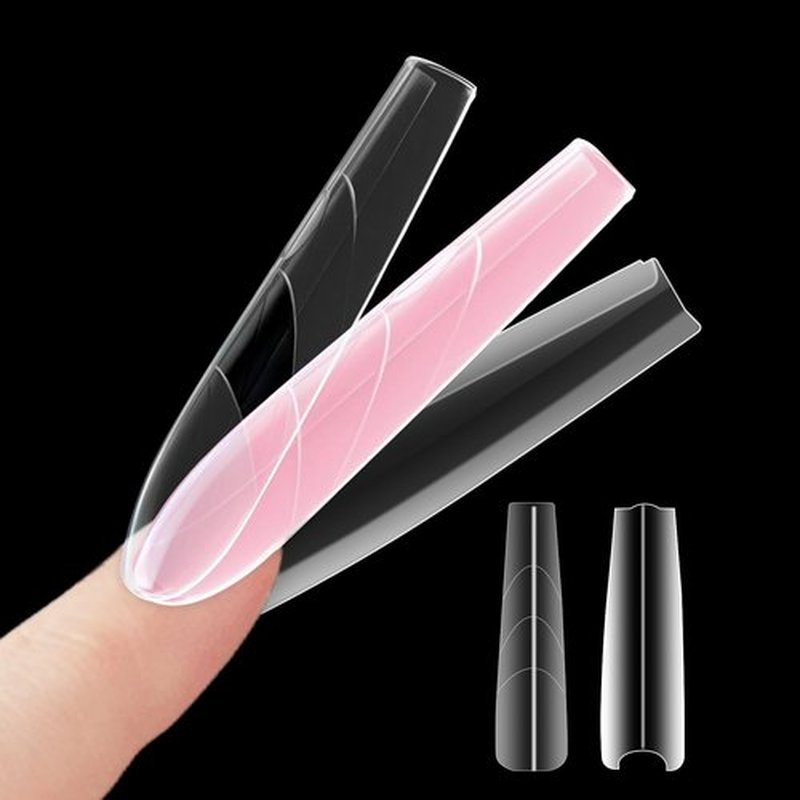 Sandwich Nails Dual Forms - 240Pcs Slim T-Shape Nail Mold for Quick Nails Extension, No Paper Forms Needed, 15 Sizes Plastic Form, Salon Nail Art Tools
