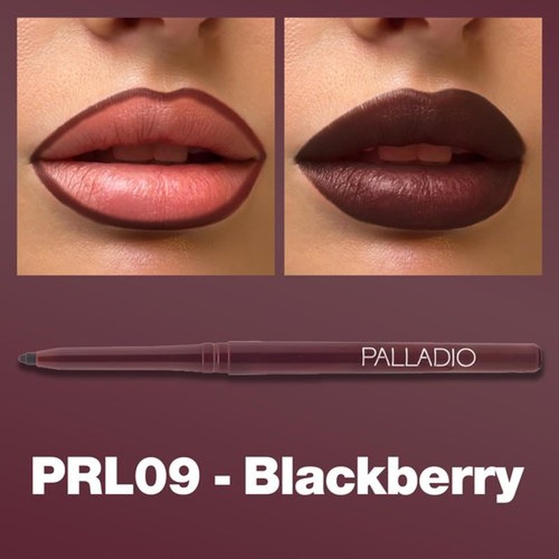 Palladio Waterproof Lip Liner - High Pigment, Creamy Formula | Long-Lasting, Smudge-Proof, Black Berry