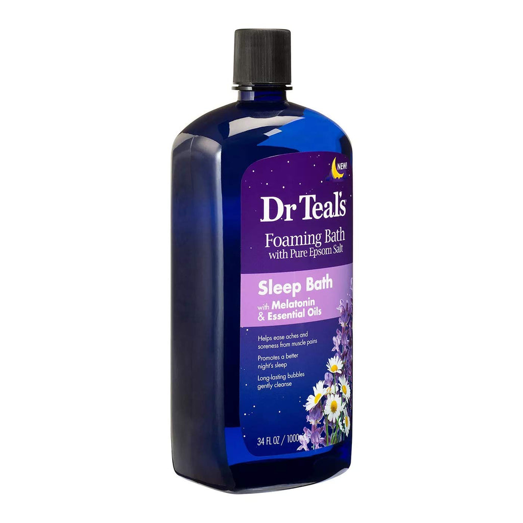 Dr. Teals Foaming Bath Variety Gift Set (2 Pack, 34oz Ea) Shea Butter & Almond Oil, Melatonin Sleep Bath - Essential Oils Blended with Pure Epsom Salt Eases Achy Muscles & Relieves Stress