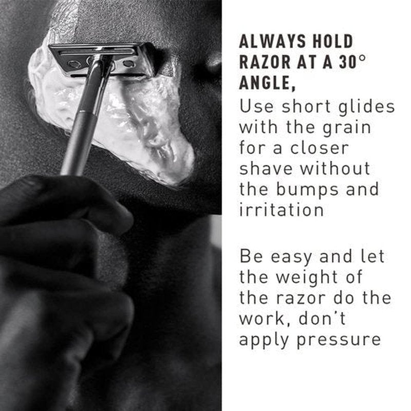 Bevel Safety Razor - Brass Weighted Handle with 10 Double Edge Blades | Designed for Coarse Hair, Black