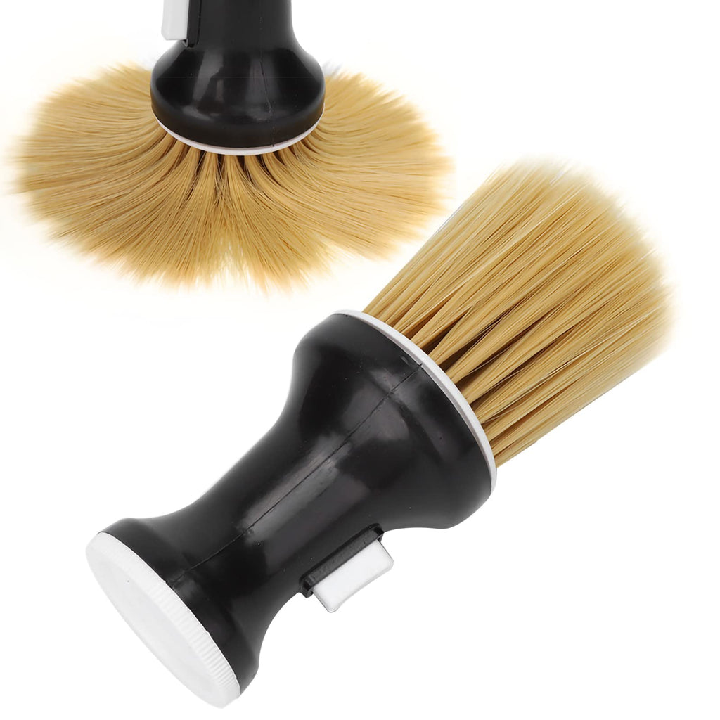Chazcool Neck Duster with Powder Dispenser, Haircutting Cleaning Brush for Neckline and Ears, Soft Barber Powder Brush, Skin Friendly, Non Slip, Lightweight, Portable, Black