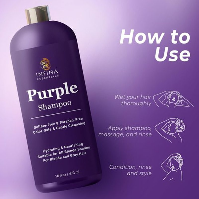 INFINA ESSENTIALS Purple Shampoo - Sulfate-Free Formula for Blondes & Color-Treated Hair | 16 fl oz