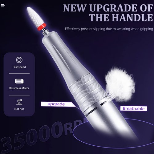 3 in 1 Portable Electric Nail Drill, Compact 35000 RPM Electrical Professional Nail File Kit, UV Lamp Manicure Pedicure Polishing Shape Tools