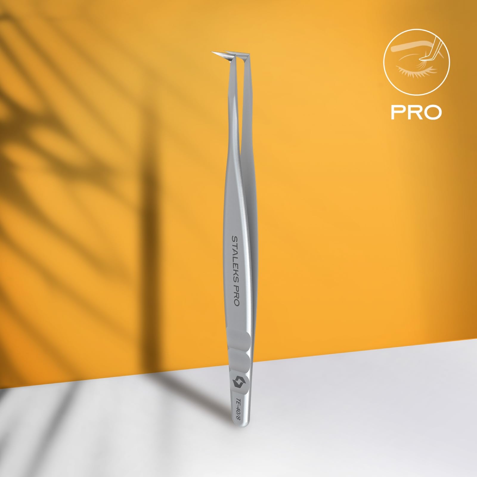 Staleks Pro Professional Eyelash Tweezers EXPERT 40 Type 8 – Boot-Shaped Tip – Stainless Steel – For Volume Eyelash Extensions (85° Angle)