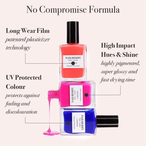 Nailberry L'Oxygéné Oxygenated Nail Lacquer | Noirberry | Deep Red Black Opaque Nail Polish | UV Protected Long-Wear Nail Polish | 12-Free | Vegan | Certified Halal | Cruelty & Gluten Free | 15 ml