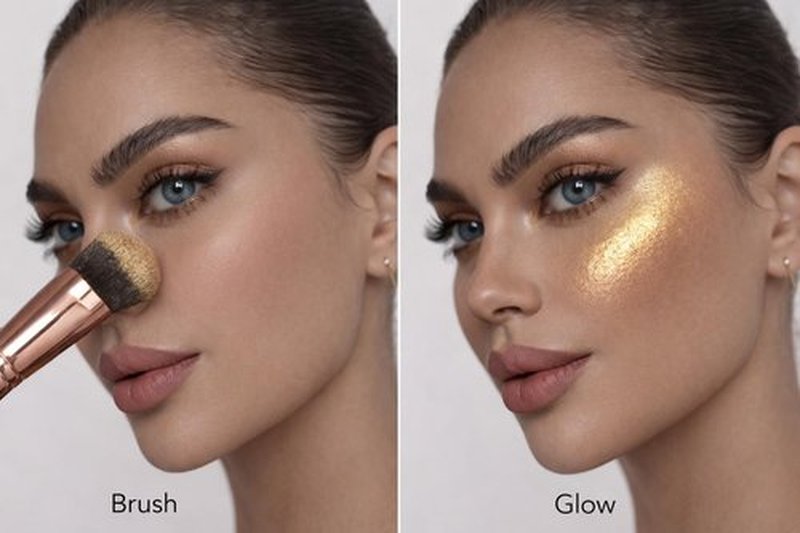 Mynena Golden Face Highlighter & Body Shimmer Powder | Ultra-Fine Buildable Loose Powder for Wet or Dry Application | Gold