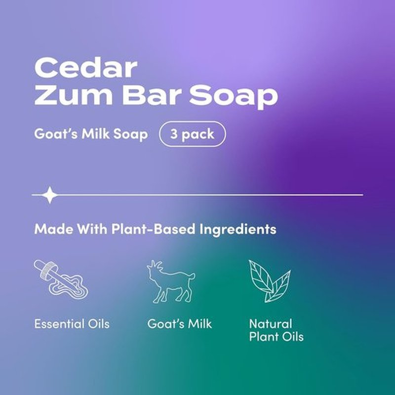 Indigo Wild Goat's Milk Soap Bar - Nourishing Essential Oil Soap for Hands & Body - Cedar Scent | 3 oz (3 Pack)