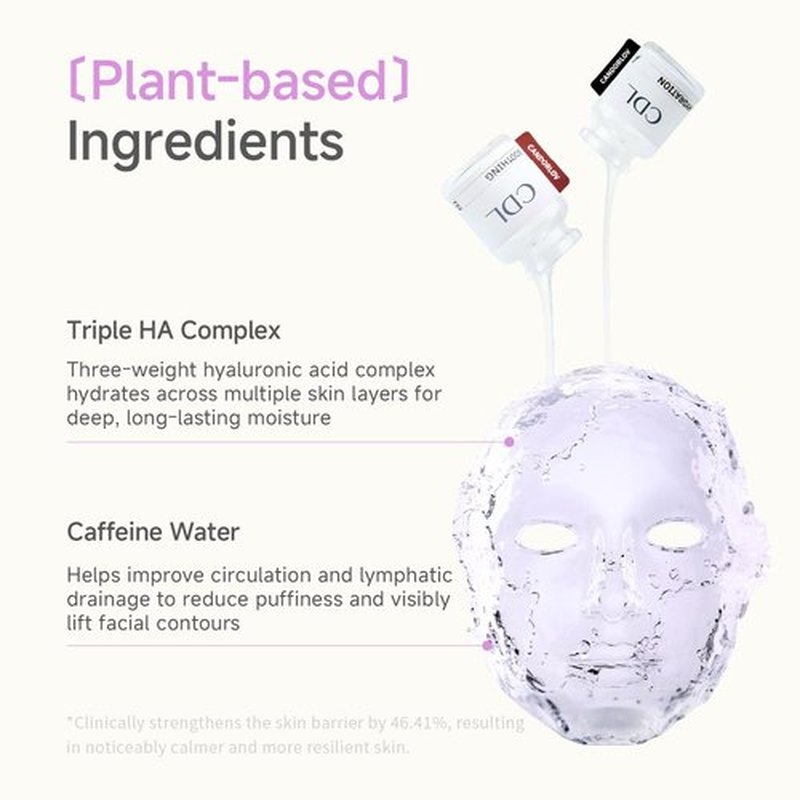 CANDORLOV CDL Collagen Face Mask Korean Sheet Mask - Brightening & Cooling Facial Mask for Dark Spots & Dull Skin, Hydrating Face Mask Skin Care with Glacier Water & Hyaluronic Acid, 10 Sheets