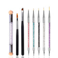 JERCLITY 8pcs Nail Art Brushes Set Ombre Nail Brush Dotting Pen Nail Art Liner Brushes French Tip Brush Lace Nail Brush Gradient Painting Pens Nail Sponges for Ombre Brush Nail Art Tools Set