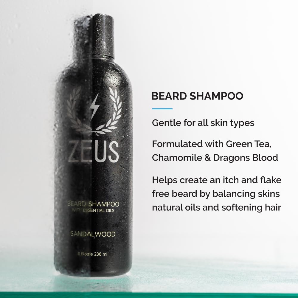 ZEUS Thick Beard Care Starter Kit for Men (Made in USA) Sandalwood