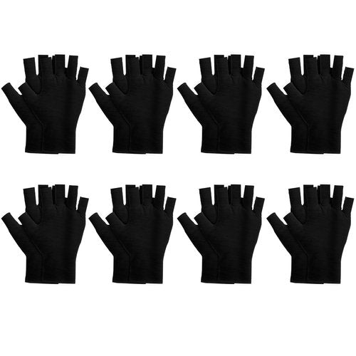 Heclia 8 Pairs Black Cotton Moisturizing Gloves Fingerless Touchscreen Moisturizing Gloves for Dry Hands Sleeping, Cotton Quilting Glove, Size M, Eczema Glove for Men and Women 7.09×4.33 inches