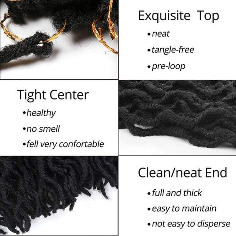 Faux Locs Crochet Hair 12inch - 6 Packs Locs Crochet Hair Crochet Locs (20 Roots/Pack) #1B