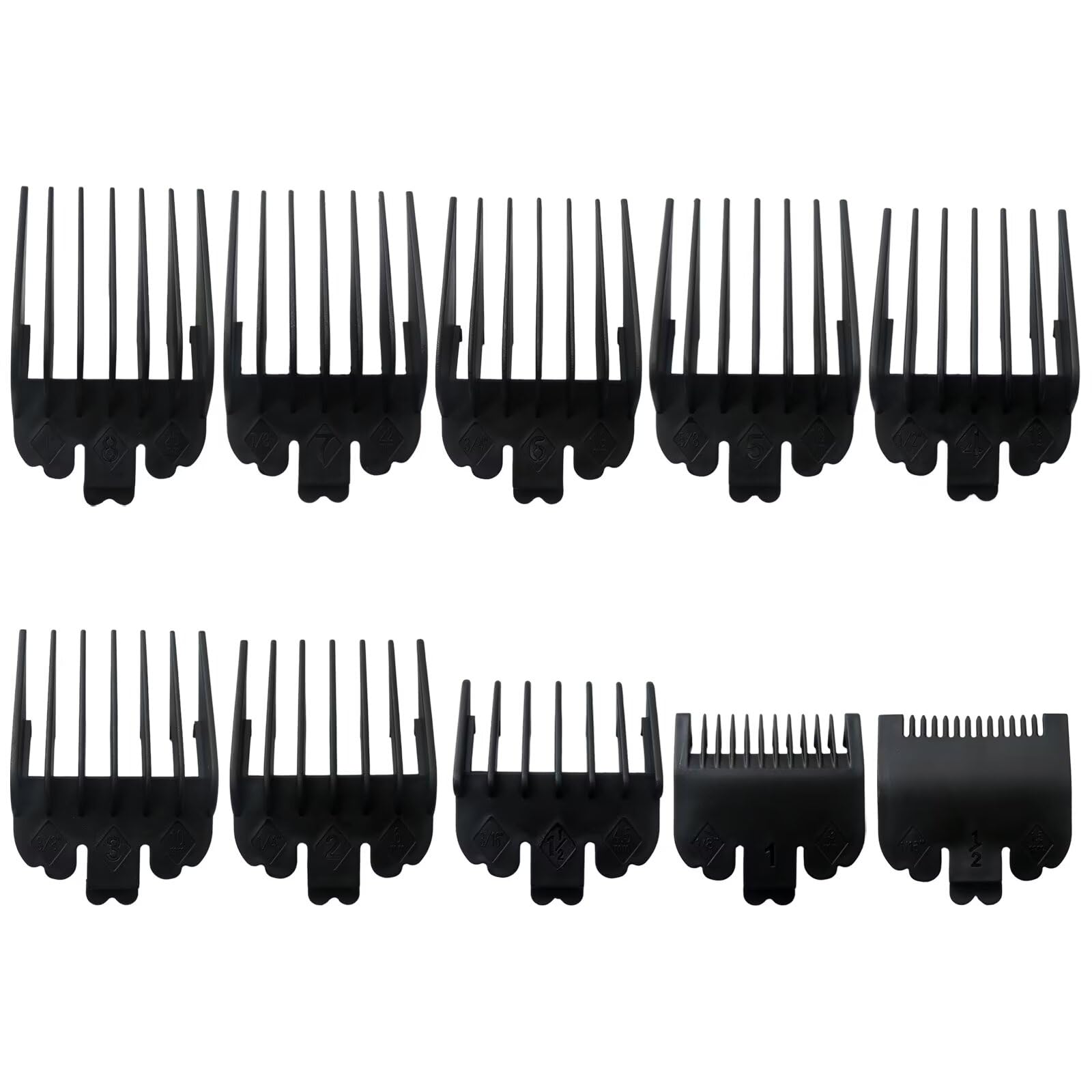 BUTITNOW New 10-Piece Hair Clipper Guards Set Compatible for Wahl, for Andis, and More 1/16" to 1" Cutting Lengths - Black