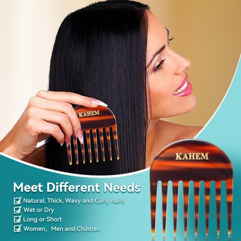 2-Pack Handcrafted Acetate Wide Tooth Combs for Curly Hair - Professional Detangling Combs for Wet & Dry Hair, Ideal for All Lengths - 3.14" Small Size, Eco-Friendly Material