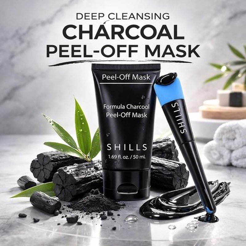 SHILLS Charcoal Mask for Men - Deep Cleansing Formula with Brush Set | 1.69 fl. oz