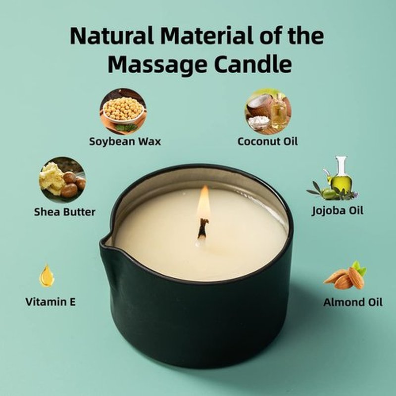 LUXMASA Organic Soybean Wax Essential Oil Infused Massage Oil SPA Candle for Couples, Home Scented Candle for Relaxation Bluberry Cake Scent 2.35OZ