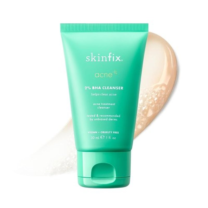 Skinfix 2% BHA Cleanser - Clears Acne Blemishes & Blackheads - 1 oz - Fragrance-Free, Vegan, Cruelty-Free