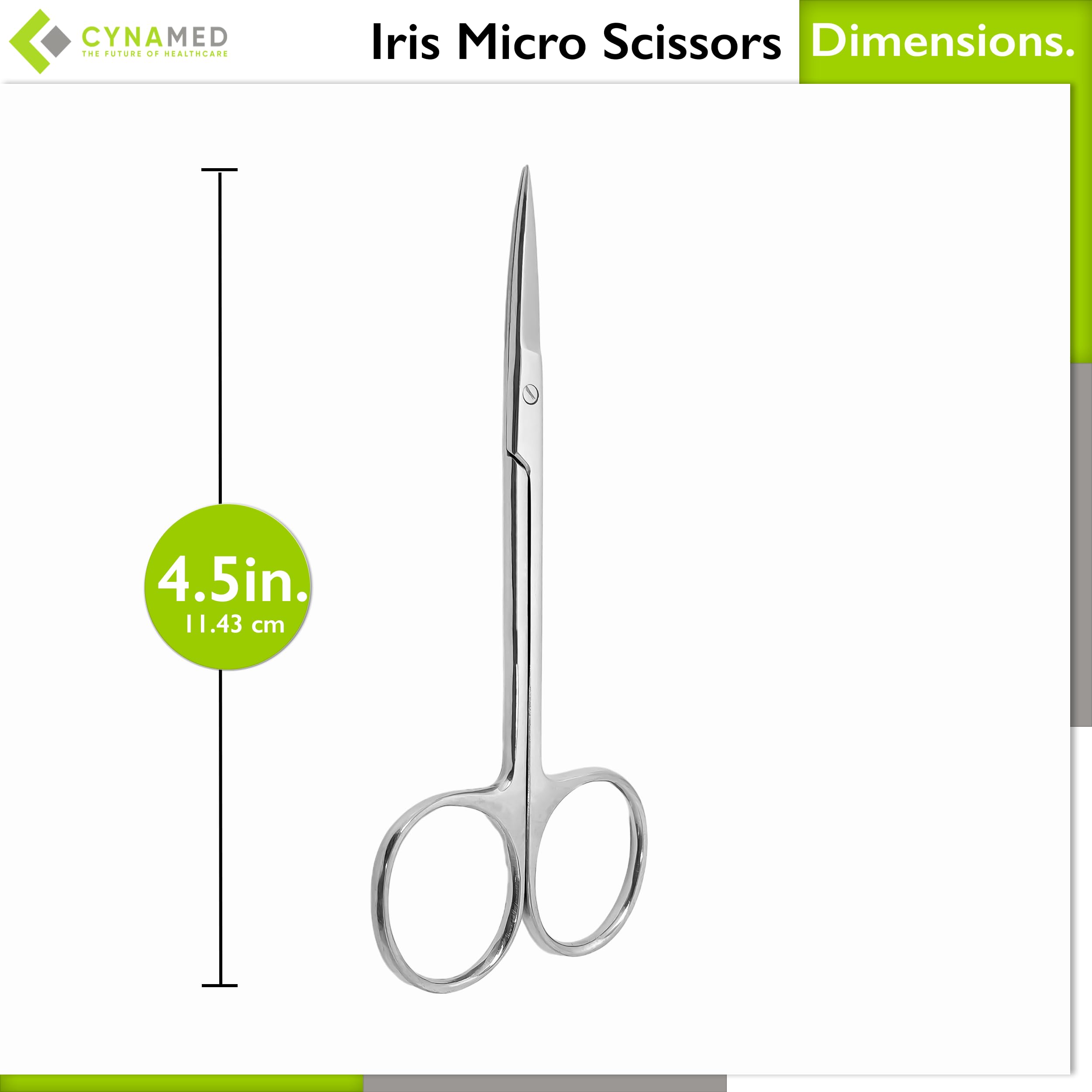 Cynamed Iris Micro Dissecting Precision Lab Scissors, Fine Point Straight - Perfect for Doctors, Nurses, EMS, Students, Education & Training and More (Pack of 10)